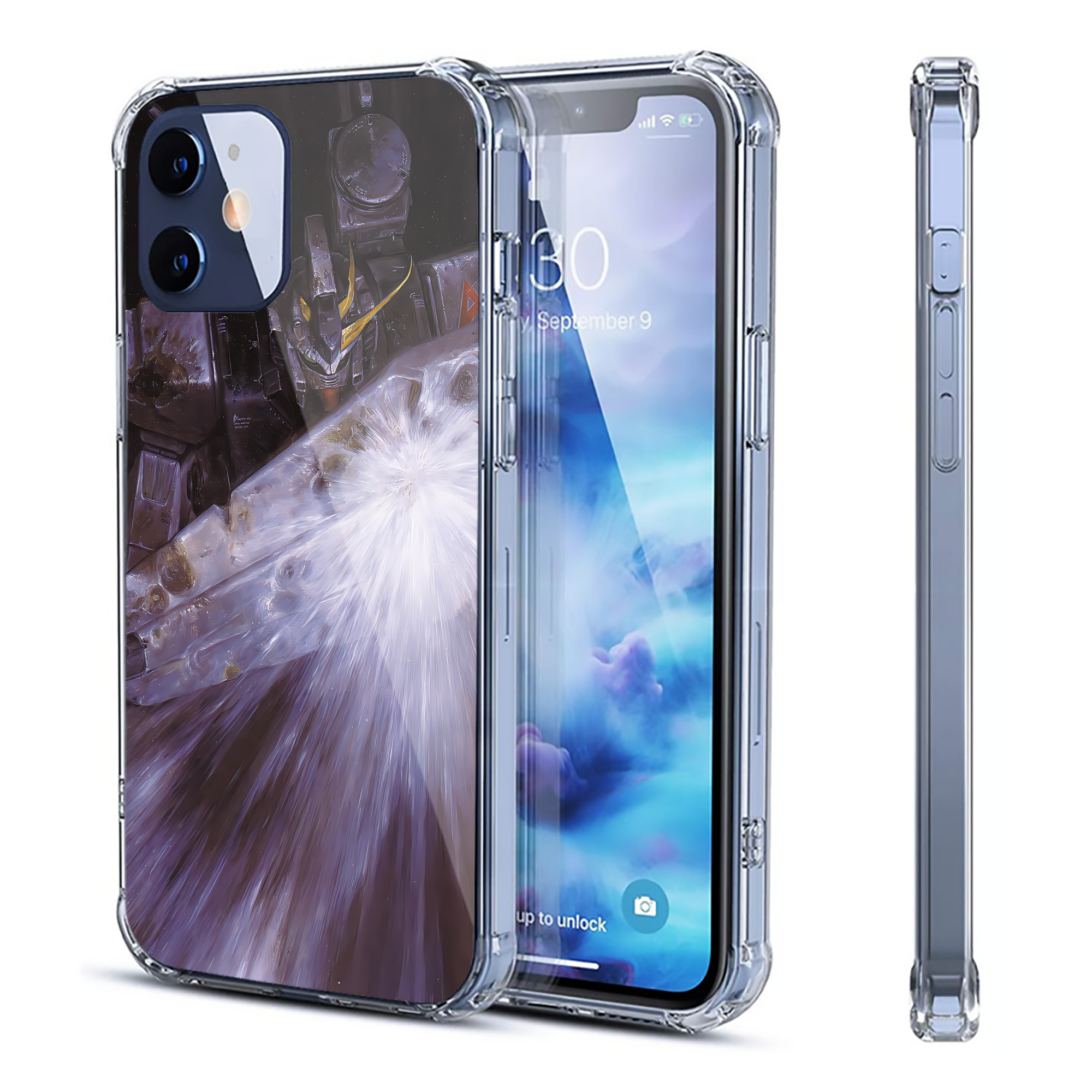 （画像用） 機動戦士ガンダム Mobile Suit Gundam 【iPhone 12シリーズ対応】透明スマホケース（クリアソフトケース）